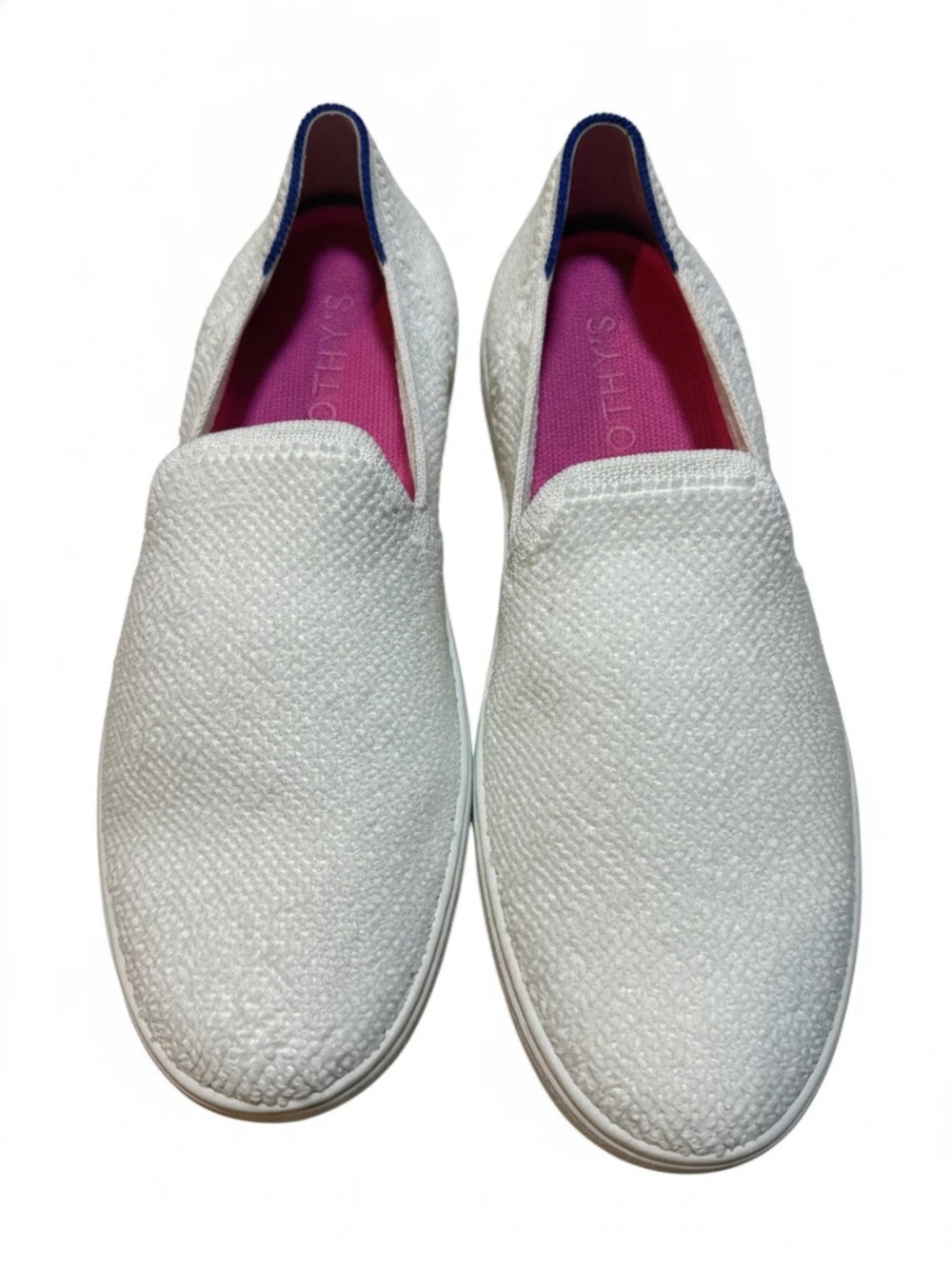Rothy's The Original Slip On Sneakers in White Terry Cloth. Size 9